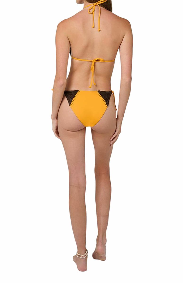 WeWoreWhat Crochet Combo Triangle Top, Alternate, color, Mahogany/Orng