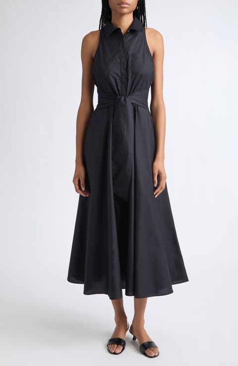 Chelsea Sleeveless Tie Front Cotton Midi Dress