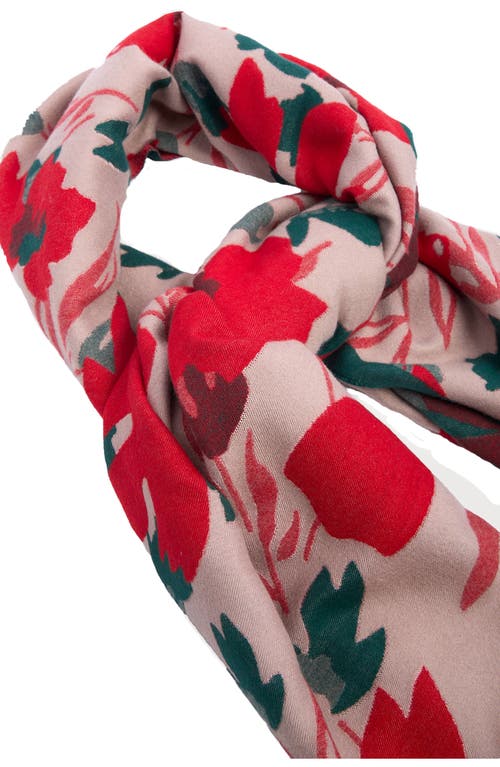 Saachi Floral Reversible Scarf In Beige