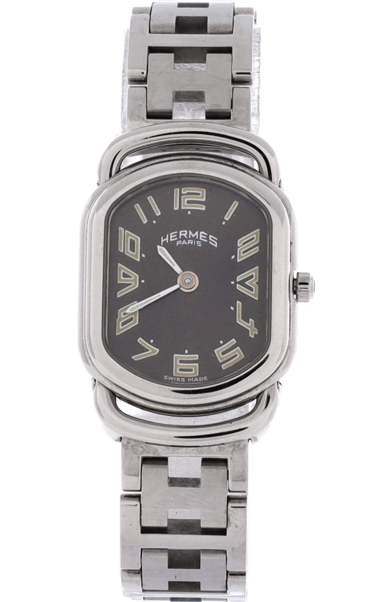 Pre-Owned Hermes Rallye Quartz Watch Stainless Steel 21, Main, color, Silver