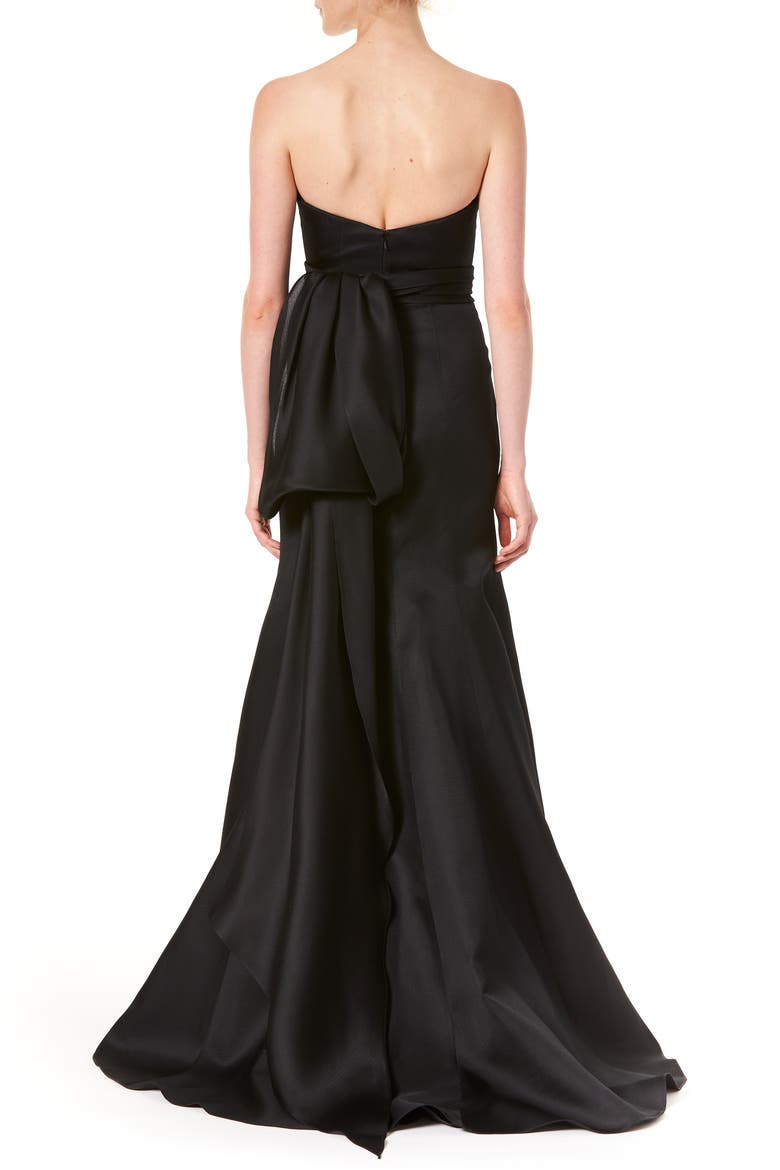 Strapless Silk Trumpet Gown, Alternate, color, BLACK