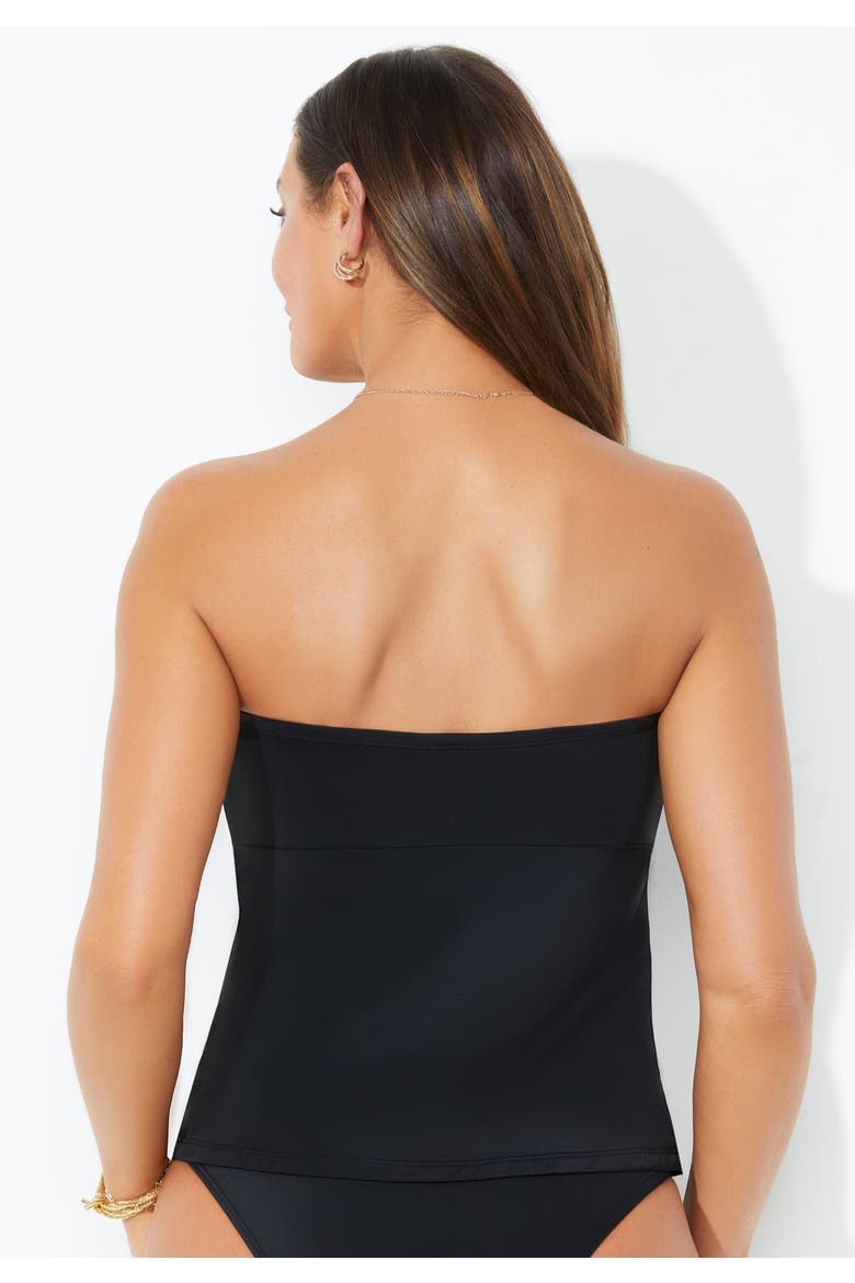 Mesh Wrap Bandeau Tankini Top, Alternate, color, Black