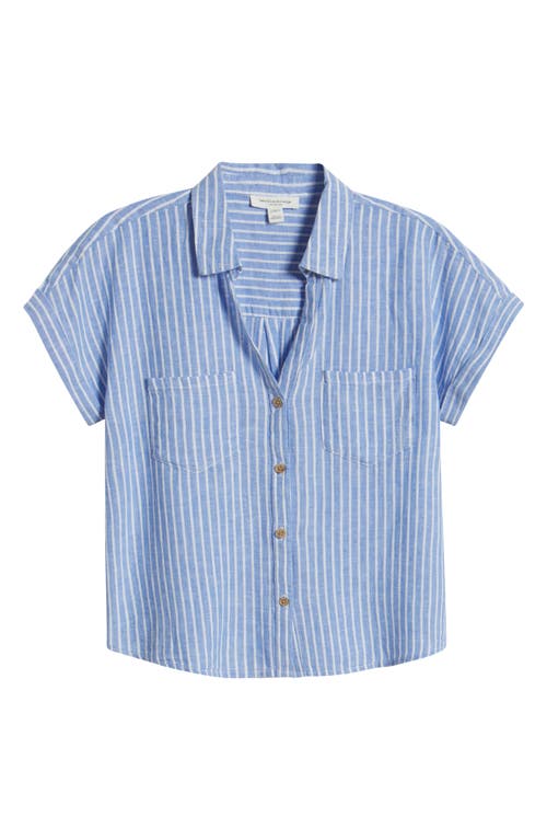 BEACHLUNCHLOUNGE BEACHLUNCHLOUNGE ARCHIE STRIPE SHORT SLEEVE BUTTON-UP SHIRT