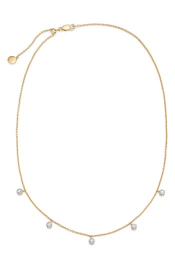 Monica Vinader Diamond And 18k Yellow Gold Vermeil Fiji Tiny Button Necklace In Yellow Gold