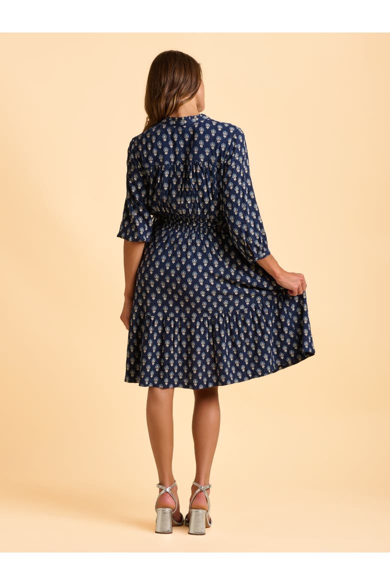 Alpine 3/4 Sleeve Drawstring Waist Dress, Alternate, color, Navy