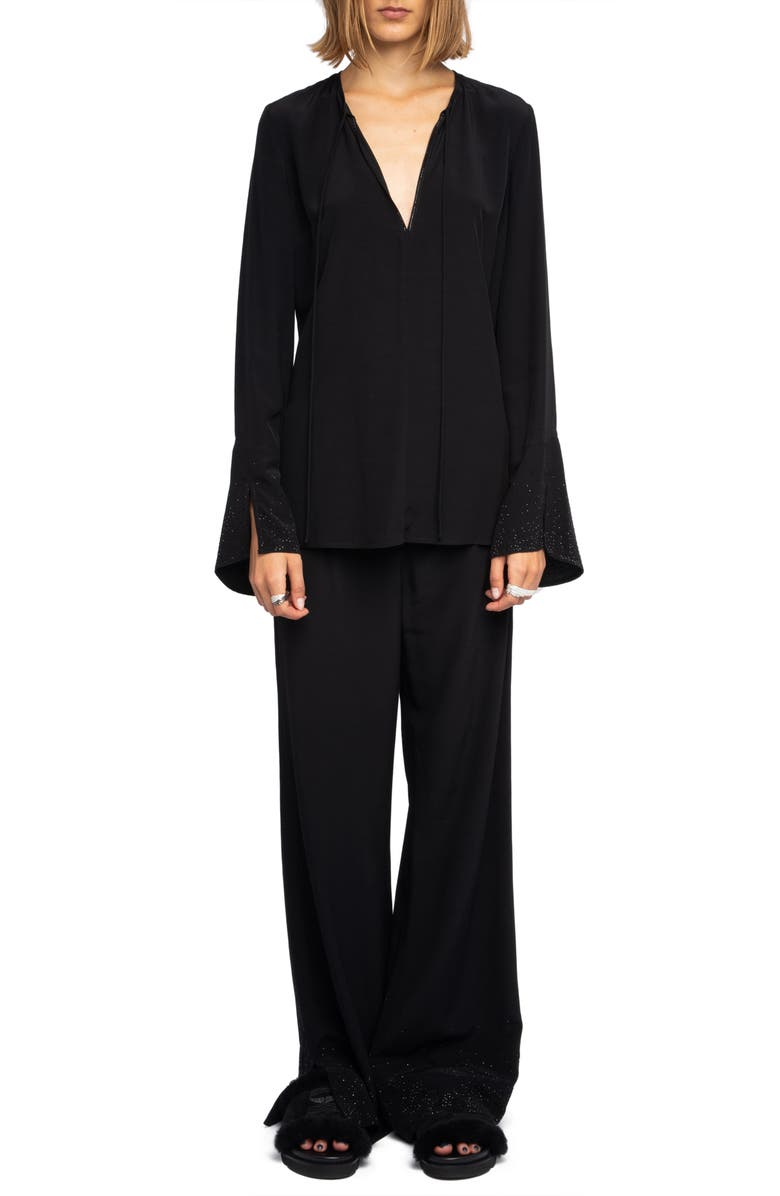 Zadig & Voltaire Turi Crystal Embellished Tunic, Alternate, color, Black