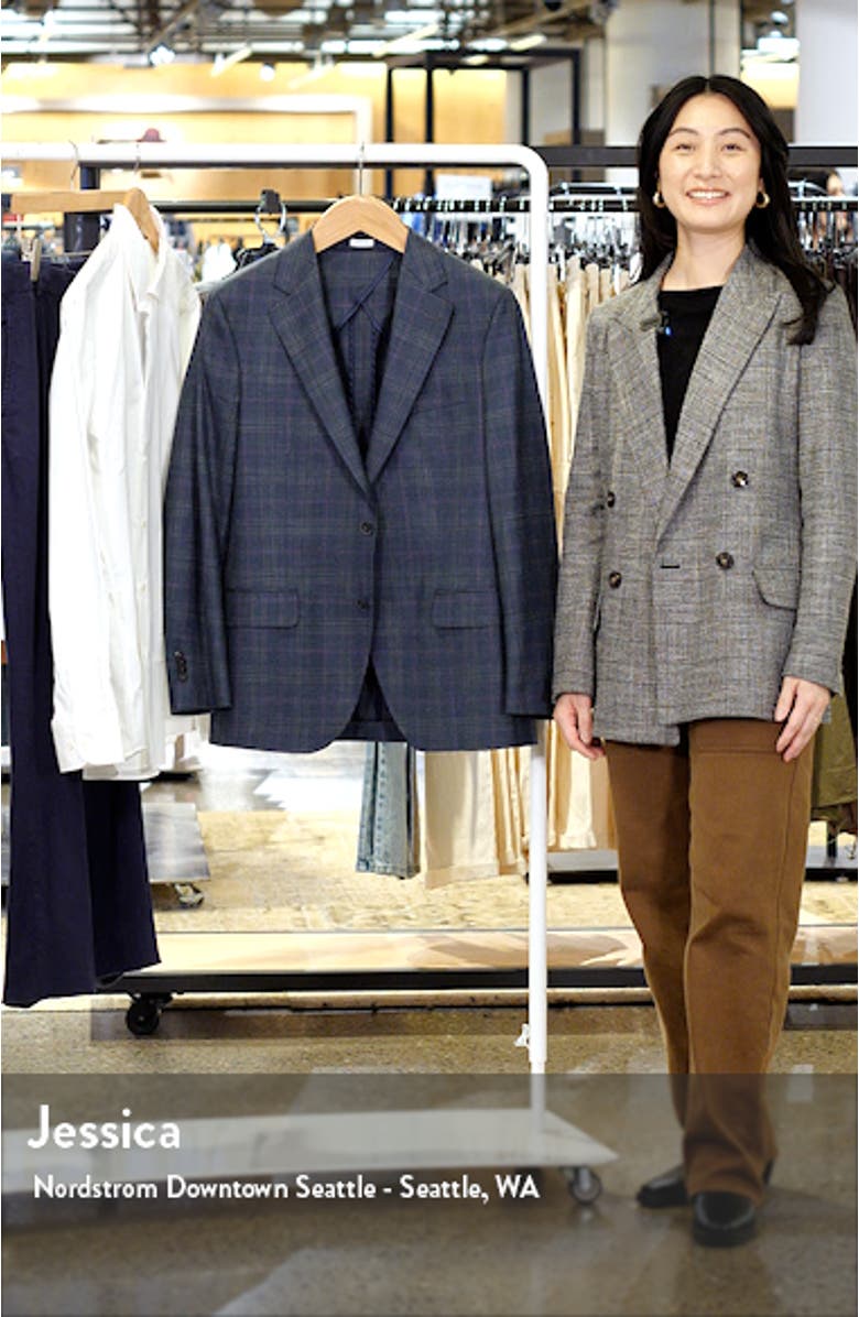 Tailored Fit Plaid Wool, Linen & Silk Blend Sport Coat, sales video thumbnail