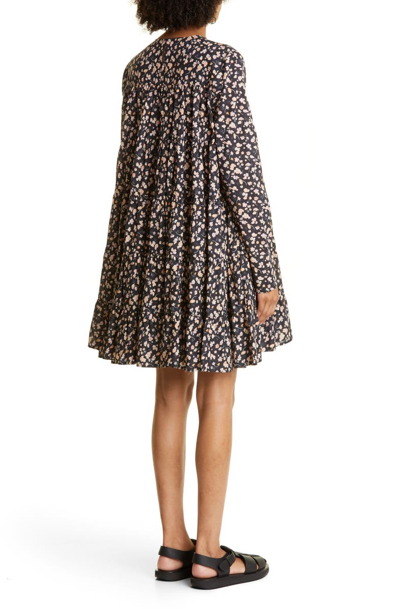 Merlette Soliman Floral Tiered Long Sleeve Pima Cotton Dress, Alternate, color, 