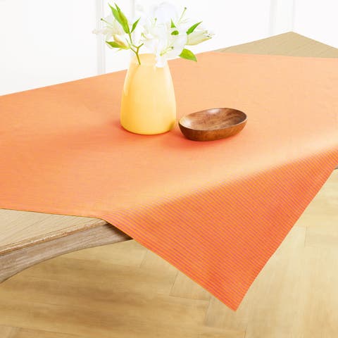 Linen Table Throw 52 x 52 Inch for Dining Table, Holiday and Everyday Table Decor - Narrow Stripe