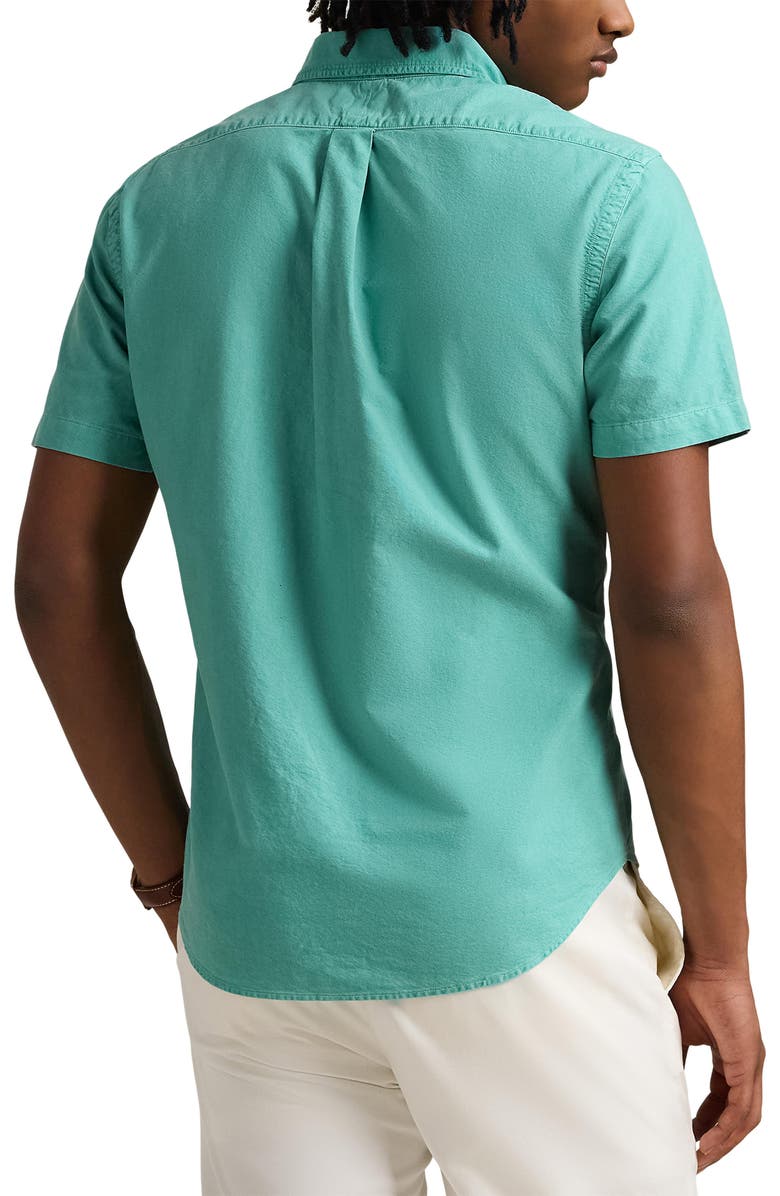 Polo Ralph Lauren Classic Fit Solid Green Short Sleeve Button-Down Oxford Shirt, Alternate, color, 