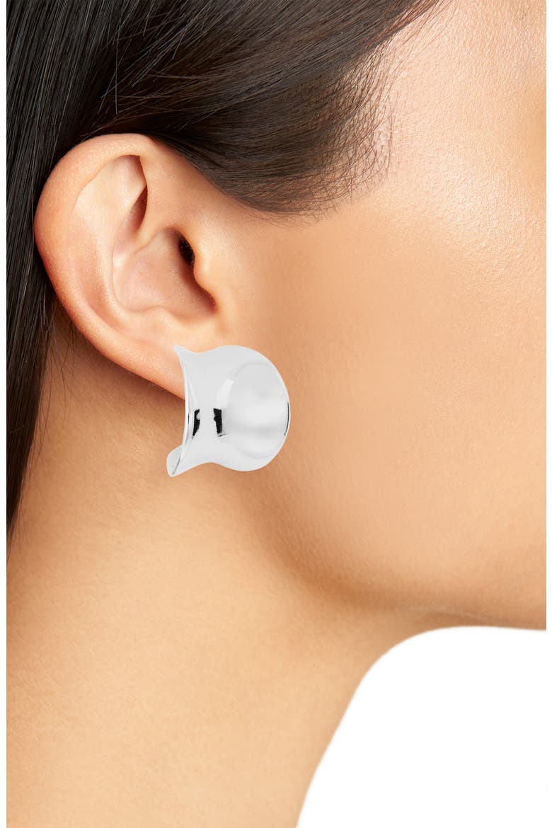 Smooth Curve Hoop Earrings, Alternate, color, SILVER