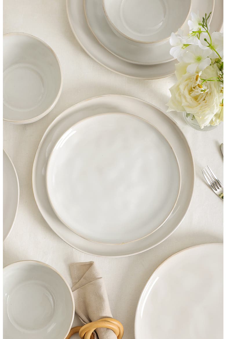Mirella Stoneware 24-piece Dinnerware Set, Alternate, color, White
