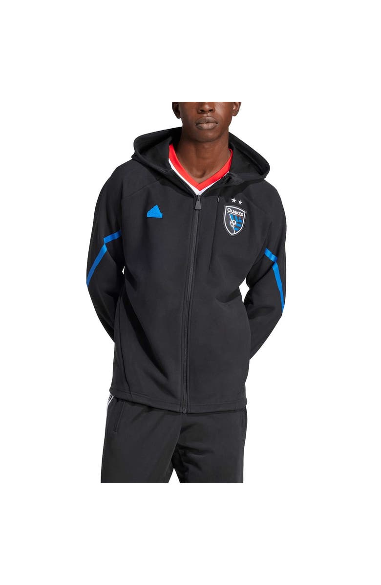 adidas Men's adidas Black San Jose Earthquakes 2024 Anthem Travel Raglan Sleeve Full-Zip Jacket, Main, color, 