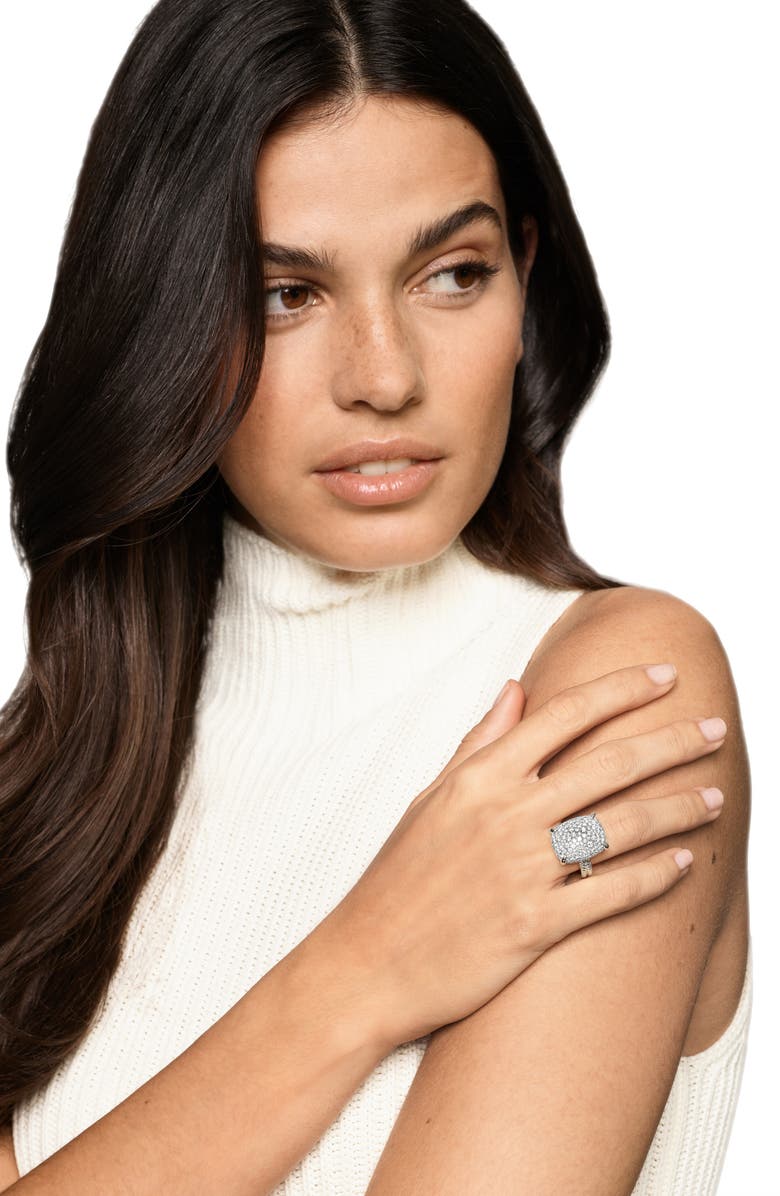 David Yurman Chatelaine<sup>®</sup> Elongated Ring, Sterling Silver with Diamonds, 19mm, Alternate, color, Silver Pave