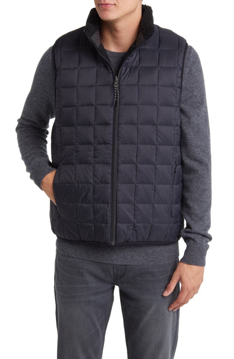 TAION Reversible High Pile Fleece & 800 Fill Power Down Quilted Vest, Alternate, color, Blackblack