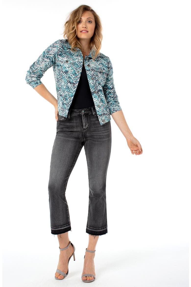 High Waist Raw Released Hem Kick Flare Crop Jeans, Alternate, color, SHADOWS