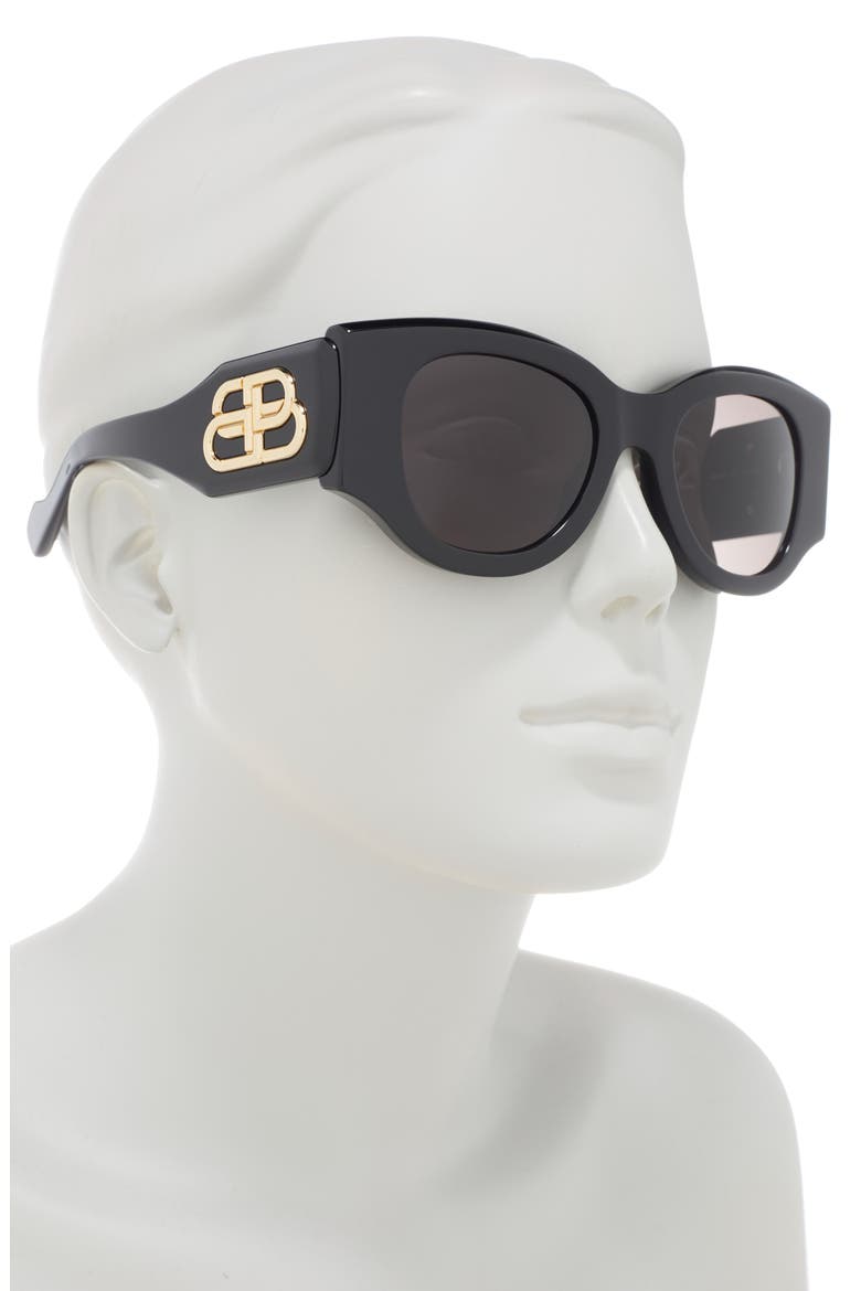 50mm Round Sunglasses, Alternate, color, BLACK BLACK GREY