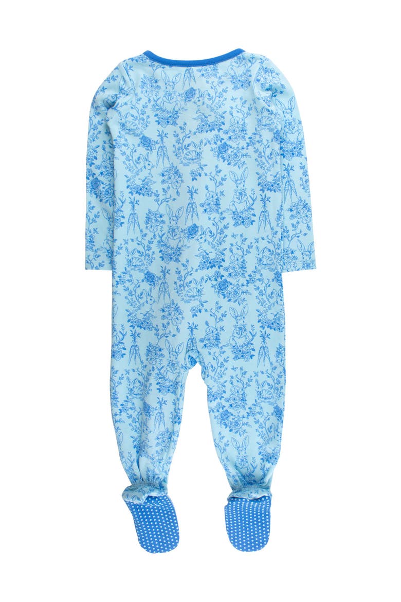Modal Blend One Piece Footie Pajamas, Alternate, color, Blue Cottontail Toile