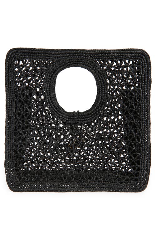 Jacquemus Carre Spiaggia Embellished Braided Raffia Tote In Black 990