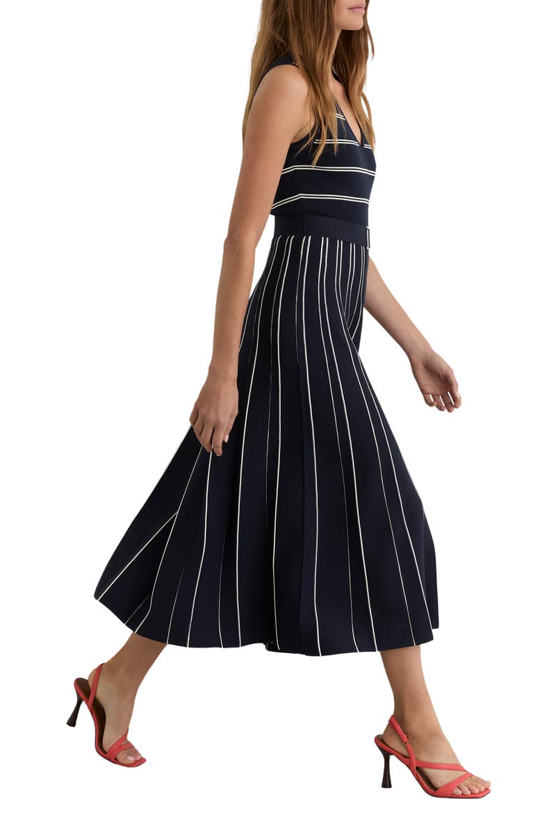 Reiss Mallory Mixed Stripe Dress, Alternate, color, Navy/ Ivory