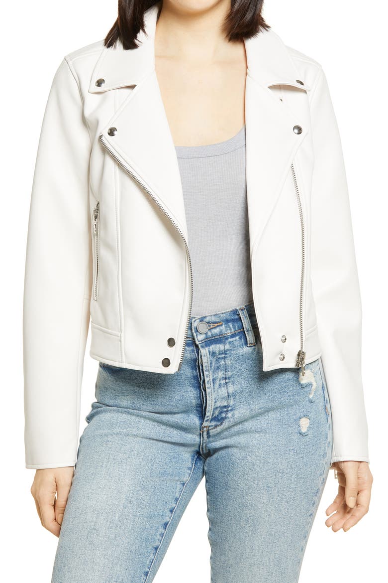 Good Vibes Faux Leather Moto Jacket, Main, color, PURE MOTIVATION