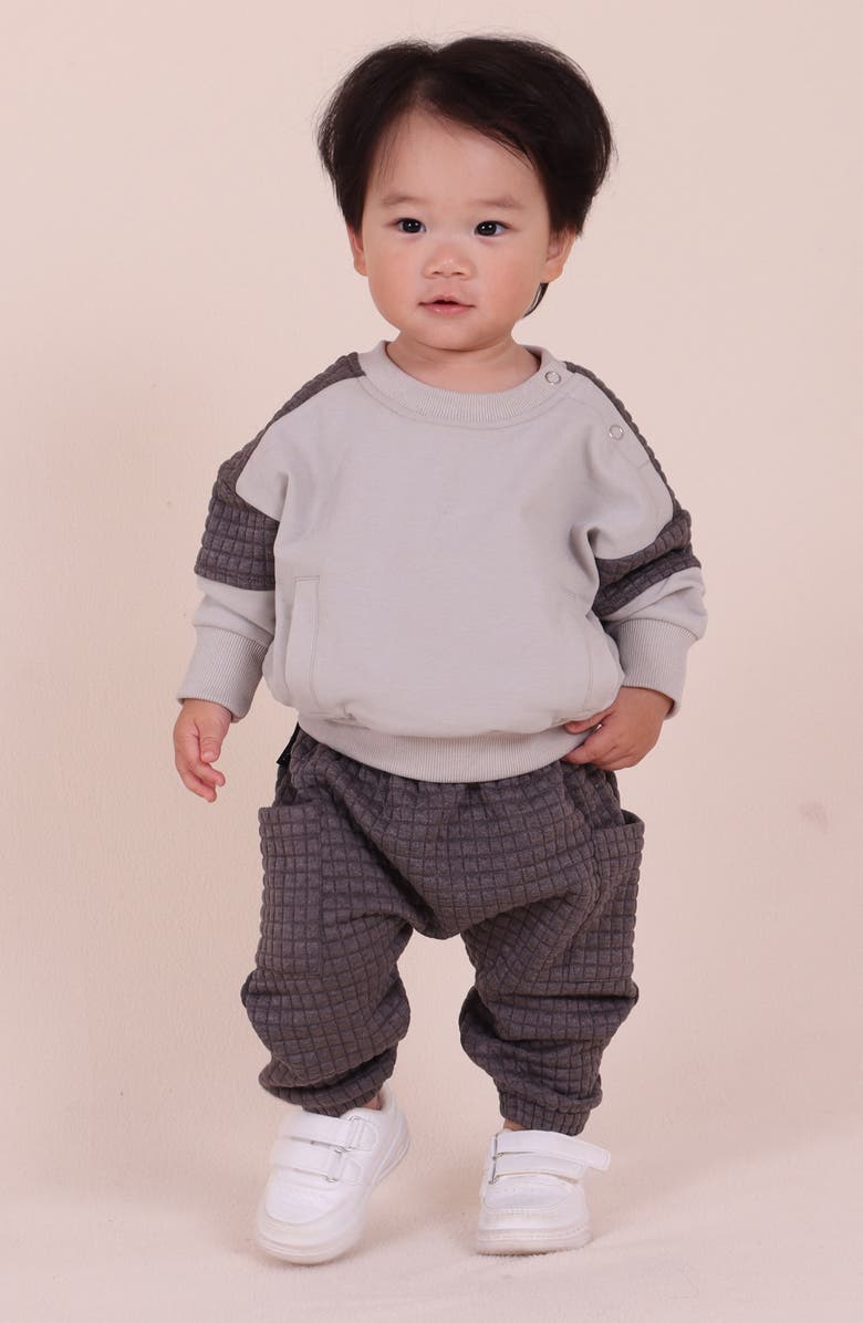 TINY TRIBE Segment Mixed Media Sweatshirt, Alternate, color, Grey