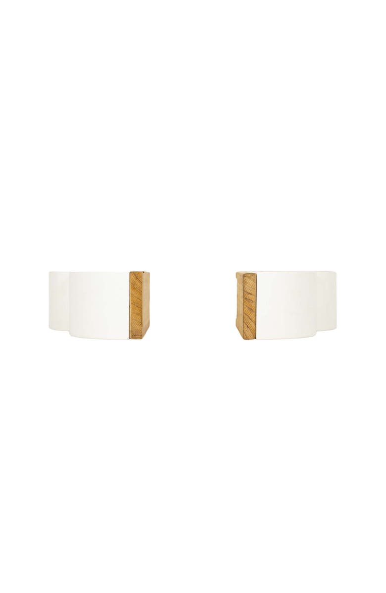 Foreside Home and Garden 7.28" Decorative Sleek Boho Cloud Sturdy Sleek Bookends Set of 2, Alternate, color, White