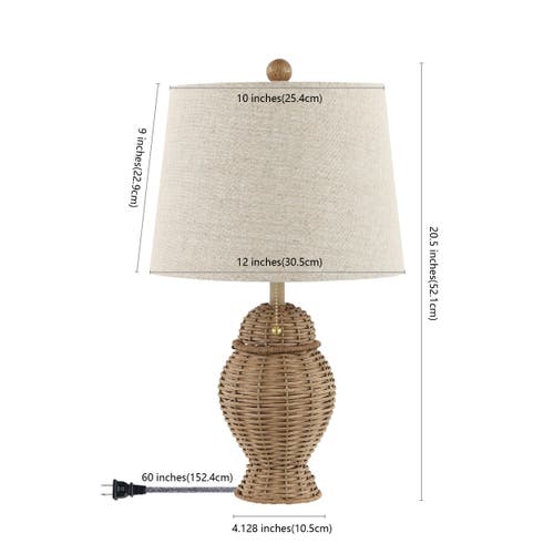 Jonathan Y Margie Wicker 20.5" Bohemian Rustic Iron Led Table Lamp In Natural