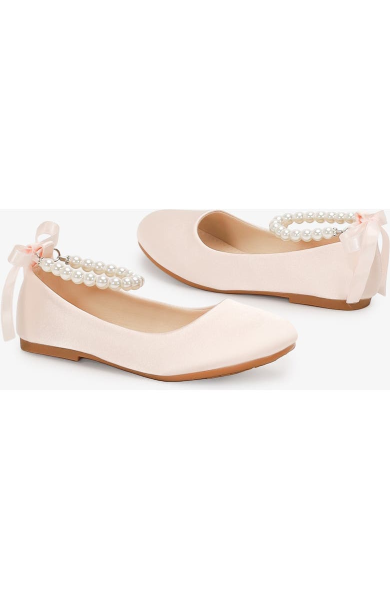 Kailee P Harper Satin Girl Flats with All Pearls Strap, Alternate, color, Pink