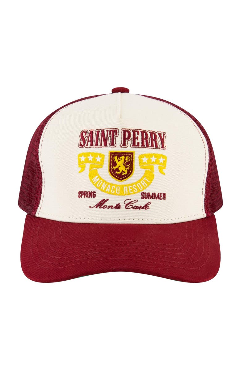 SAINT PERRY Monte Carlo Resort Trucker Hat, Main, color, Red