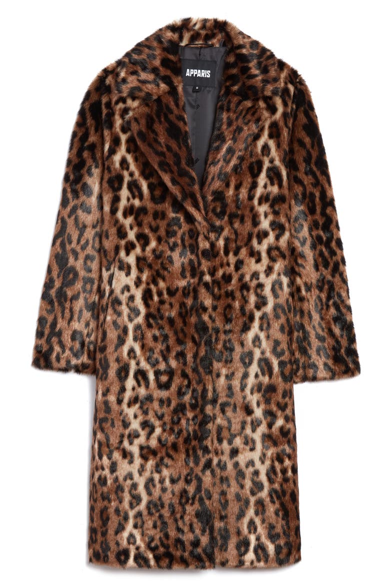 Tikka Leopard Print Faux Fur Coat, Alternate, color, LEOPARD