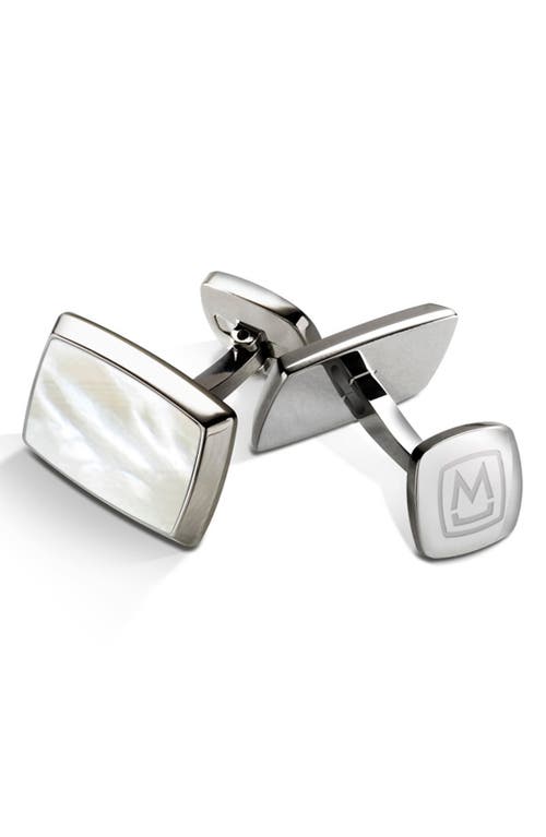 M-Clip® Stainless Steel Cuff Links in Stainless Steel/White Pearl 