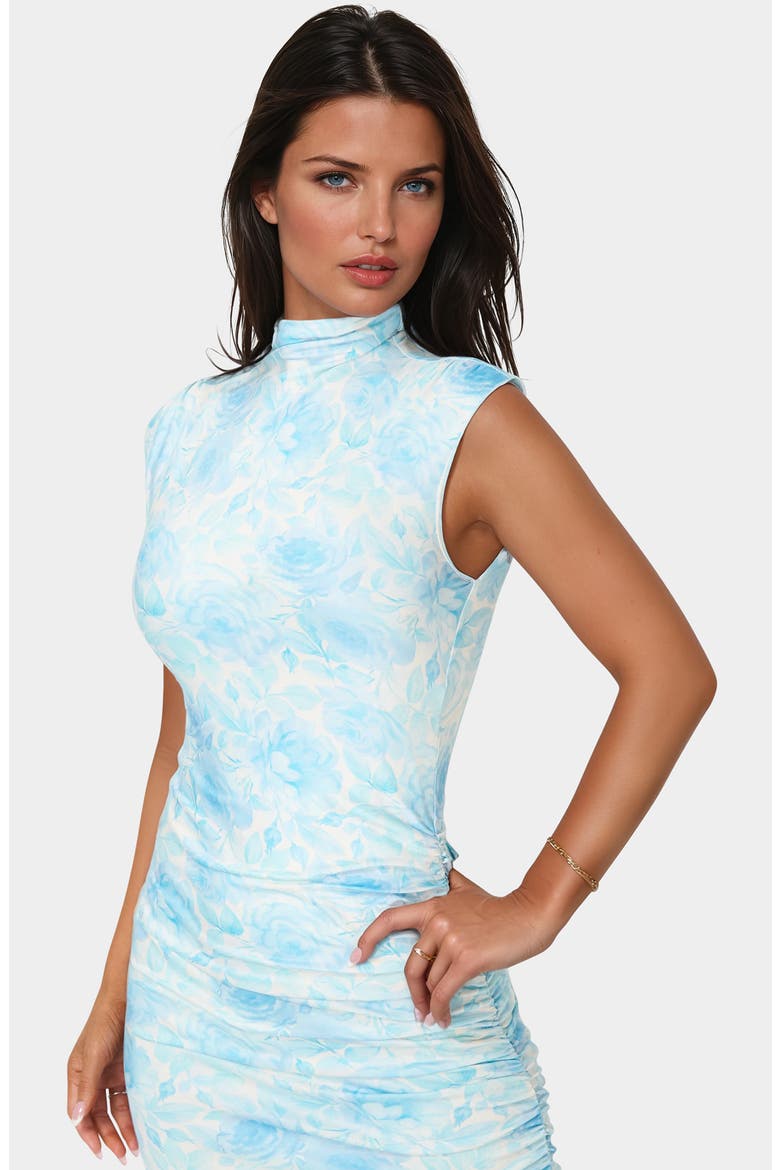 Mock Neck Jersey Midi Dress, Alternate, color, BLUE/ FLORAL