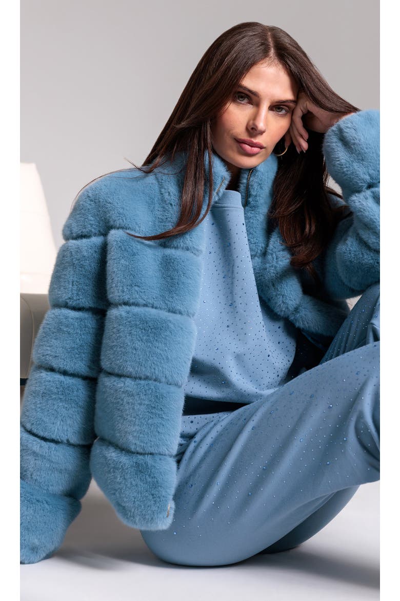 Jodi Faux Fur Jacket, Alternate, color, Blue