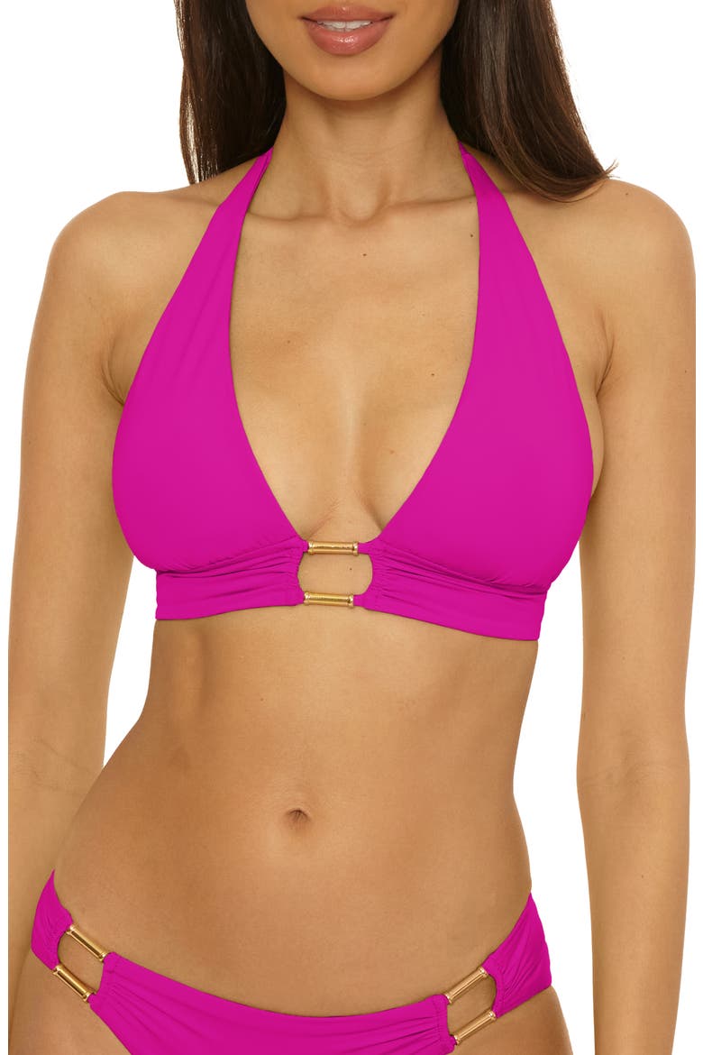 Color Code Halter Bikini Top, Main, color, HIBISCUS