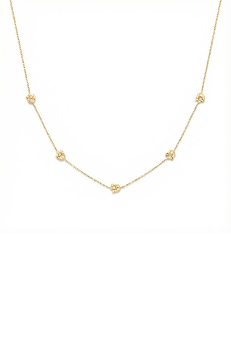 MADE BY MARY Cubic Zirconia Birthstone Flower Station Necklace, Main, color, Gold May
