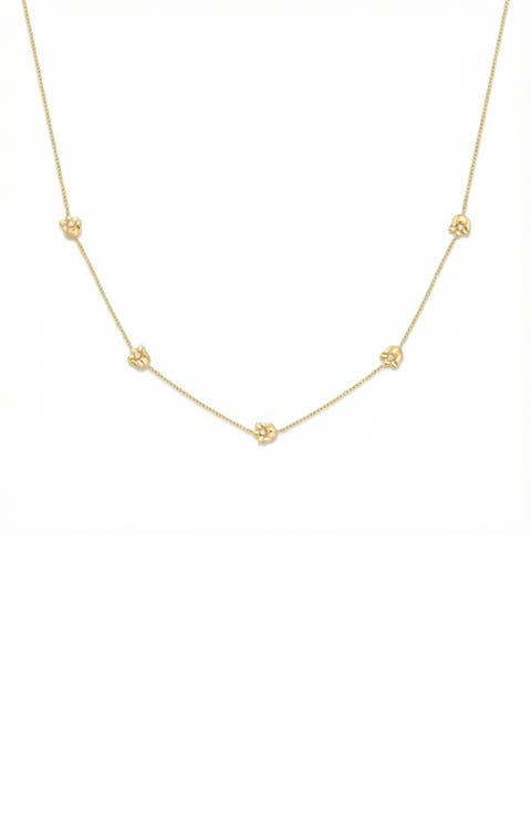 Cubic Zirconia Birthstone Flower Station Necklace