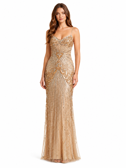 Strapless Beaded Gown