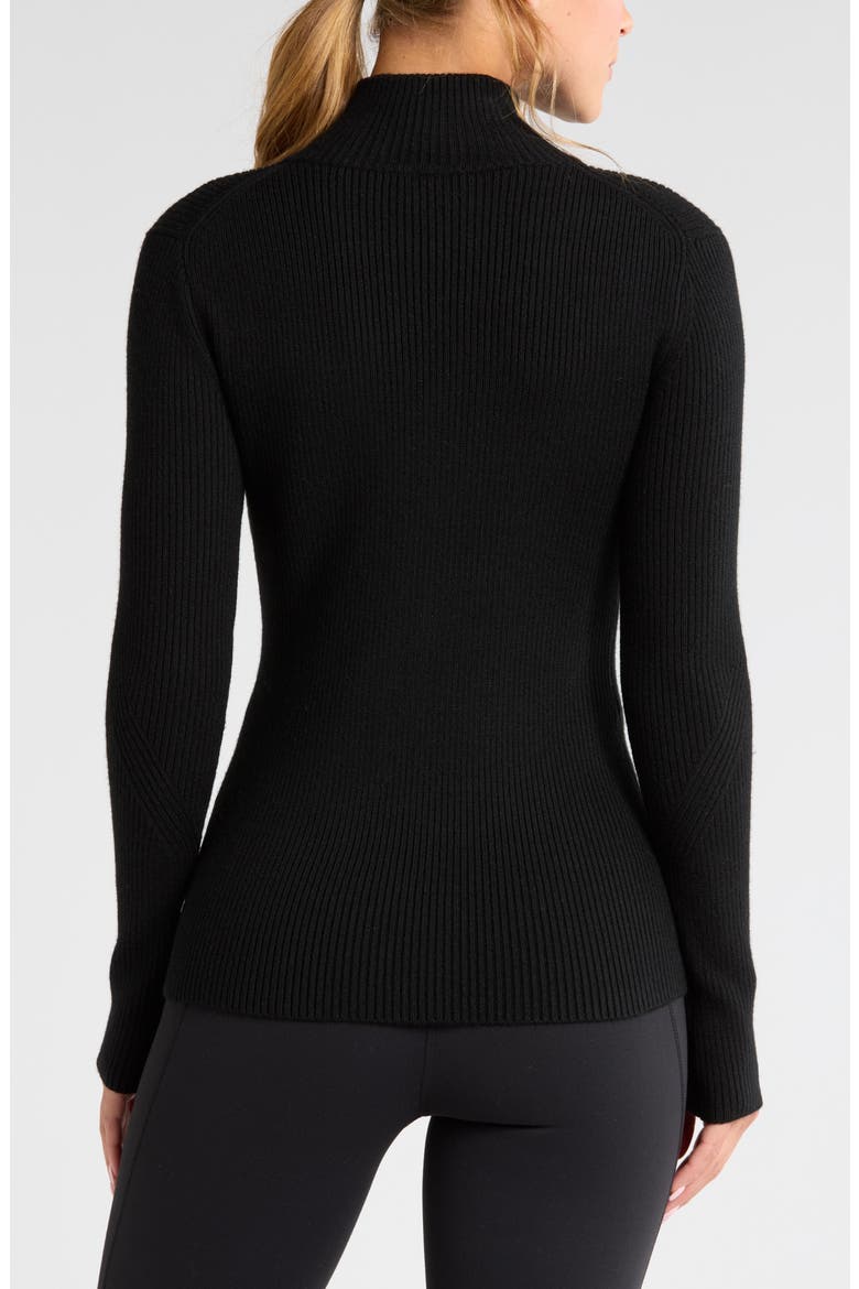 Après Ski Half Zip Rib Sweater, Alternate, color, BLACK