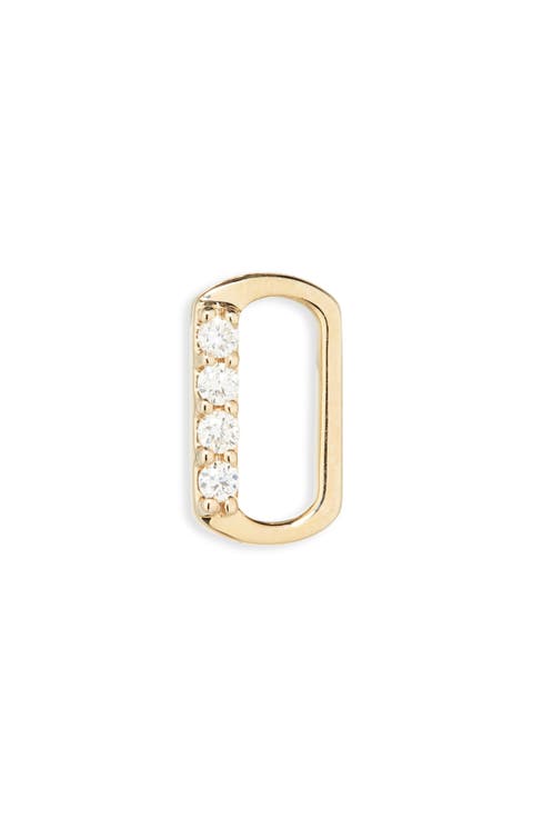 14K Gold Diamond Initial Single Stud Earring