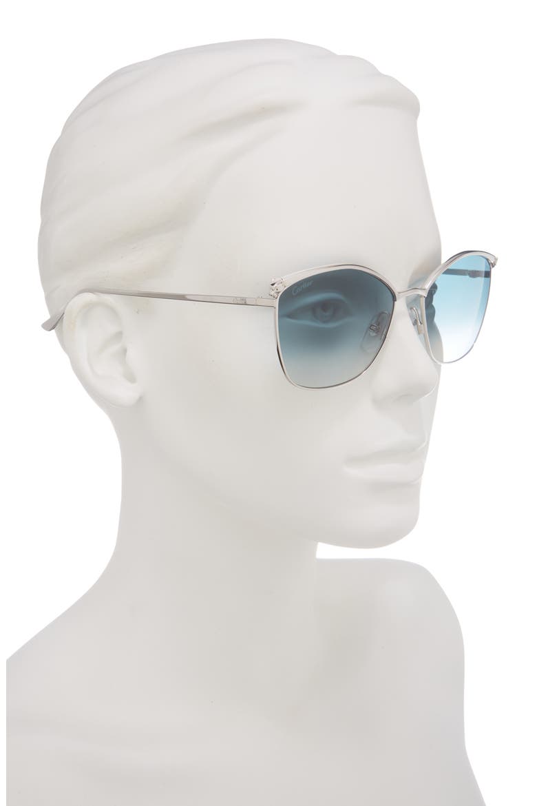59mm Gradient Cat Eye Sunglasses, Alternate, color, SILVER