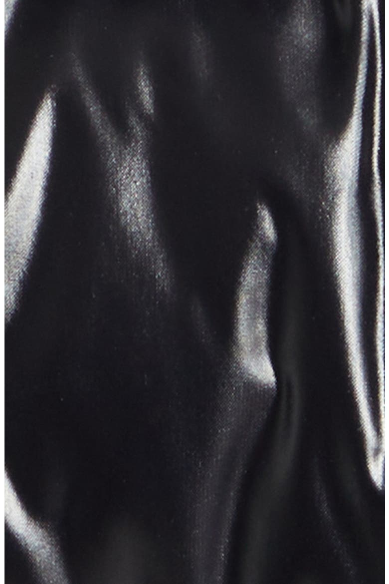 Marusse Long Lacquered Nylon Down Coat, Alternate, color, BLACK