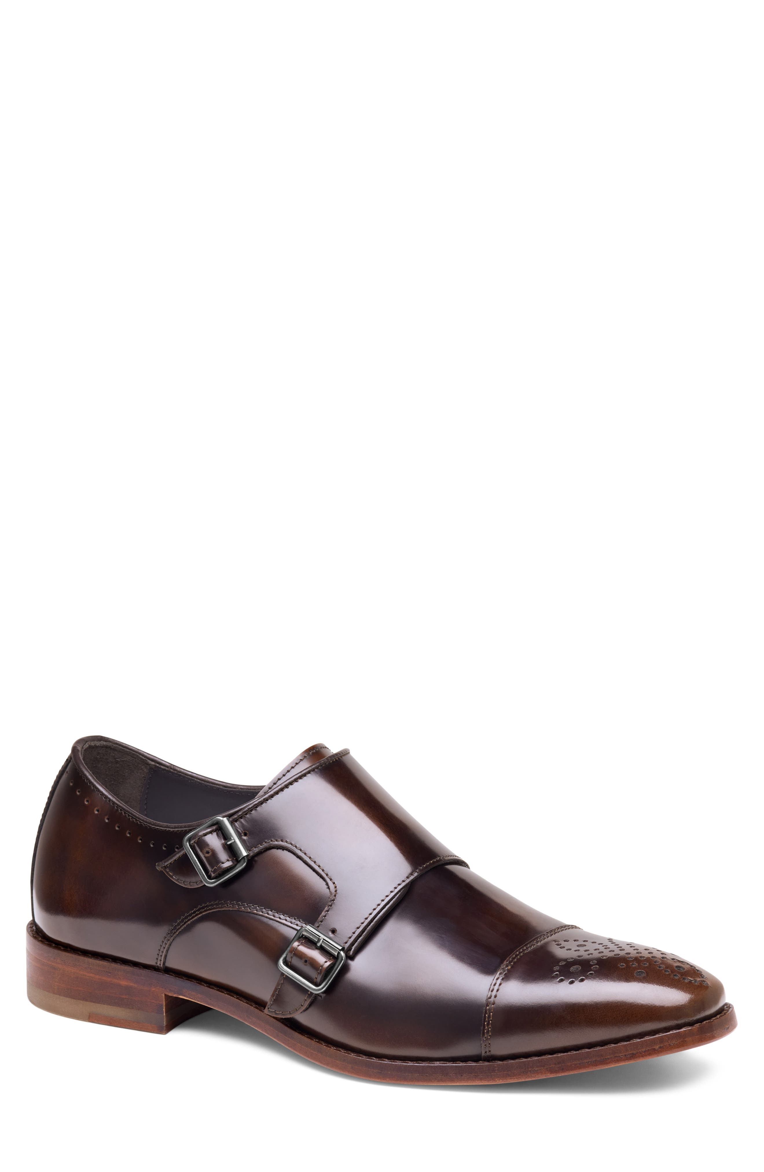 Arrister Double Monk Strap Shoe, Main, color, MAHOGANY ITALIAN FULL GRAIN