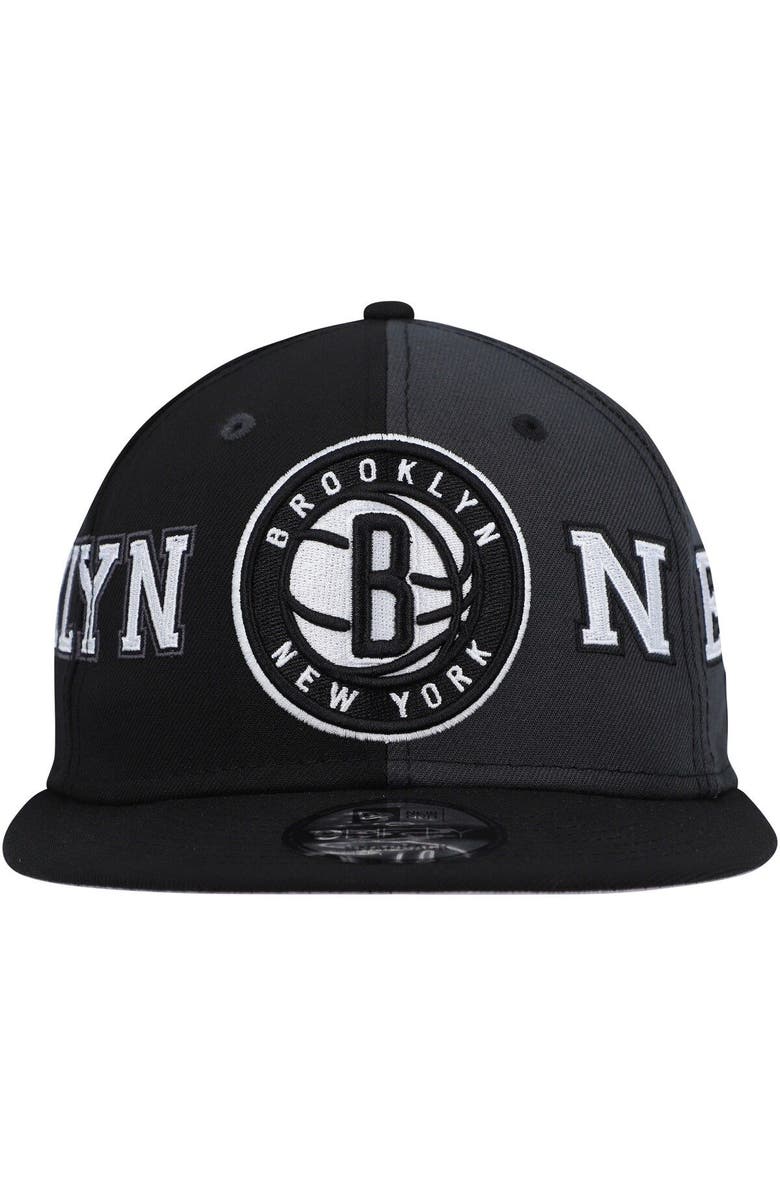 New Era Men's New Era Black Brooklyn Nets Team Split 9FIFTY Snapback Hat, Alternate, color, 
