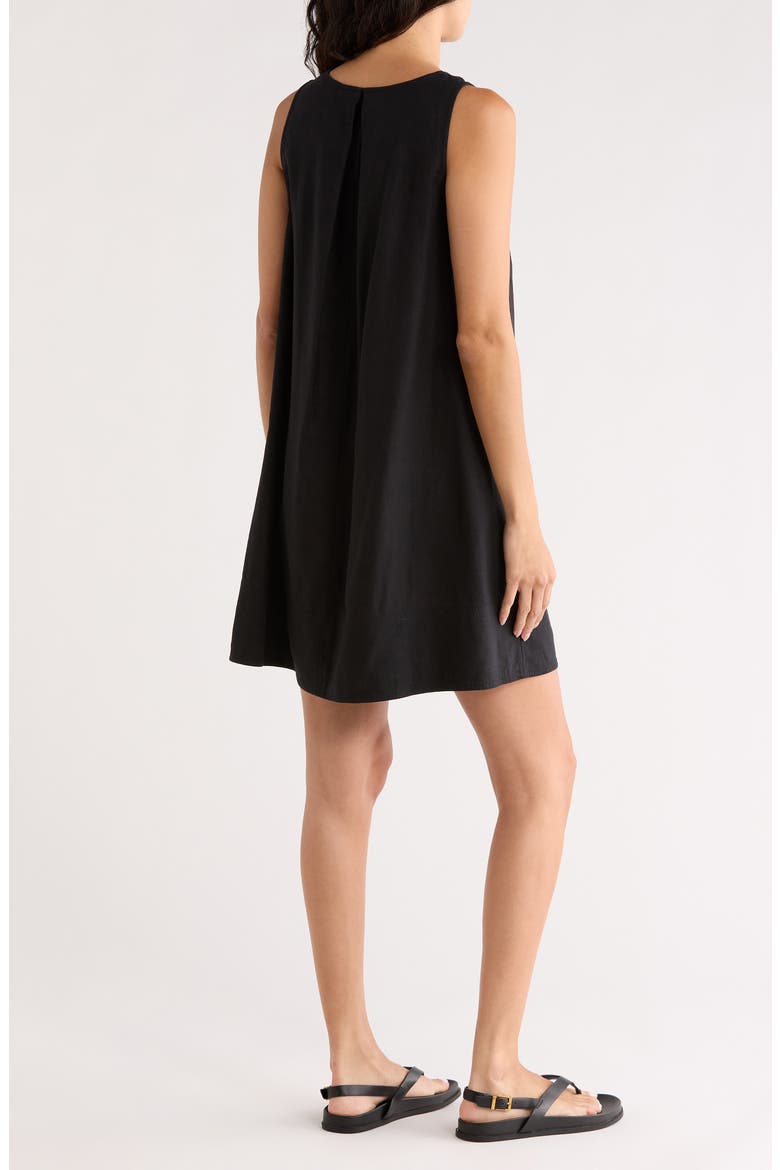 Linen Blend Shift Minidress, Alternate, color, TRUE BLACK