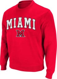COLOSSEUM Men's Colosseum Red Miami University RedHawks Arch & Logo Crew Neck Sweatshirt