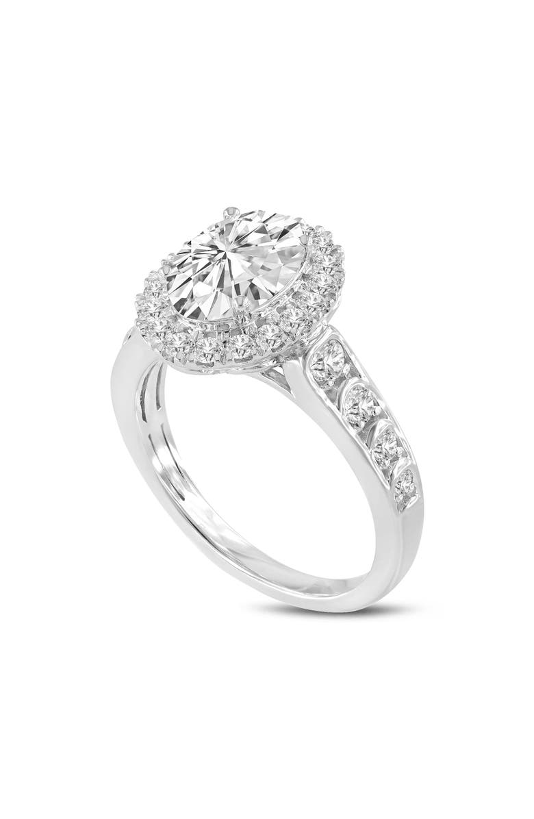 LuvMyJewelry Lucia 14K White Gold Oval Lab Grown Diamond Halo Engagement Ring - 2.3 Ct, Main, color, 14K White Gold