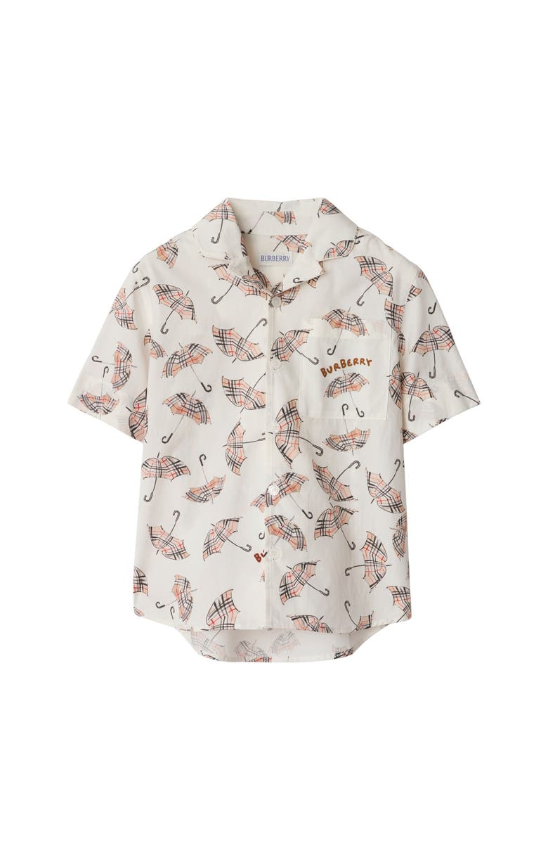 Burberry Umbrella Cotton Shirt, Main, color, Calico White