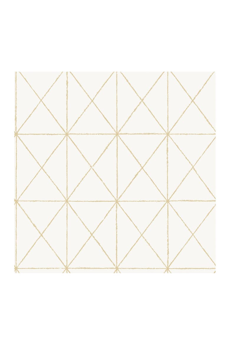 White & Gold Get In Line Peel & Stick Wallpaper, Main, color, WHITE