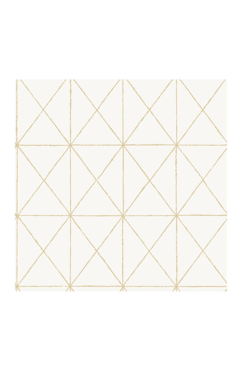 Wallpops White & Gold Get In Line Peel & Stick Wallpaper, Main, color, White